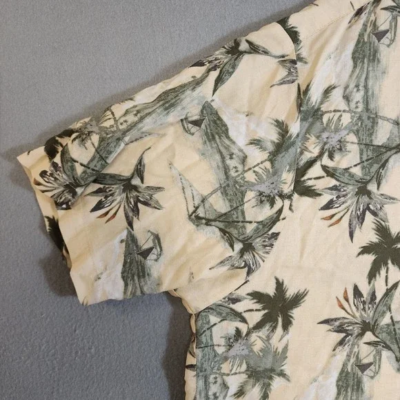 Natural Issue Mens Shirt Beige Floral Hawaiin XL Short Sleeve Button Up - Picture 5 of 16